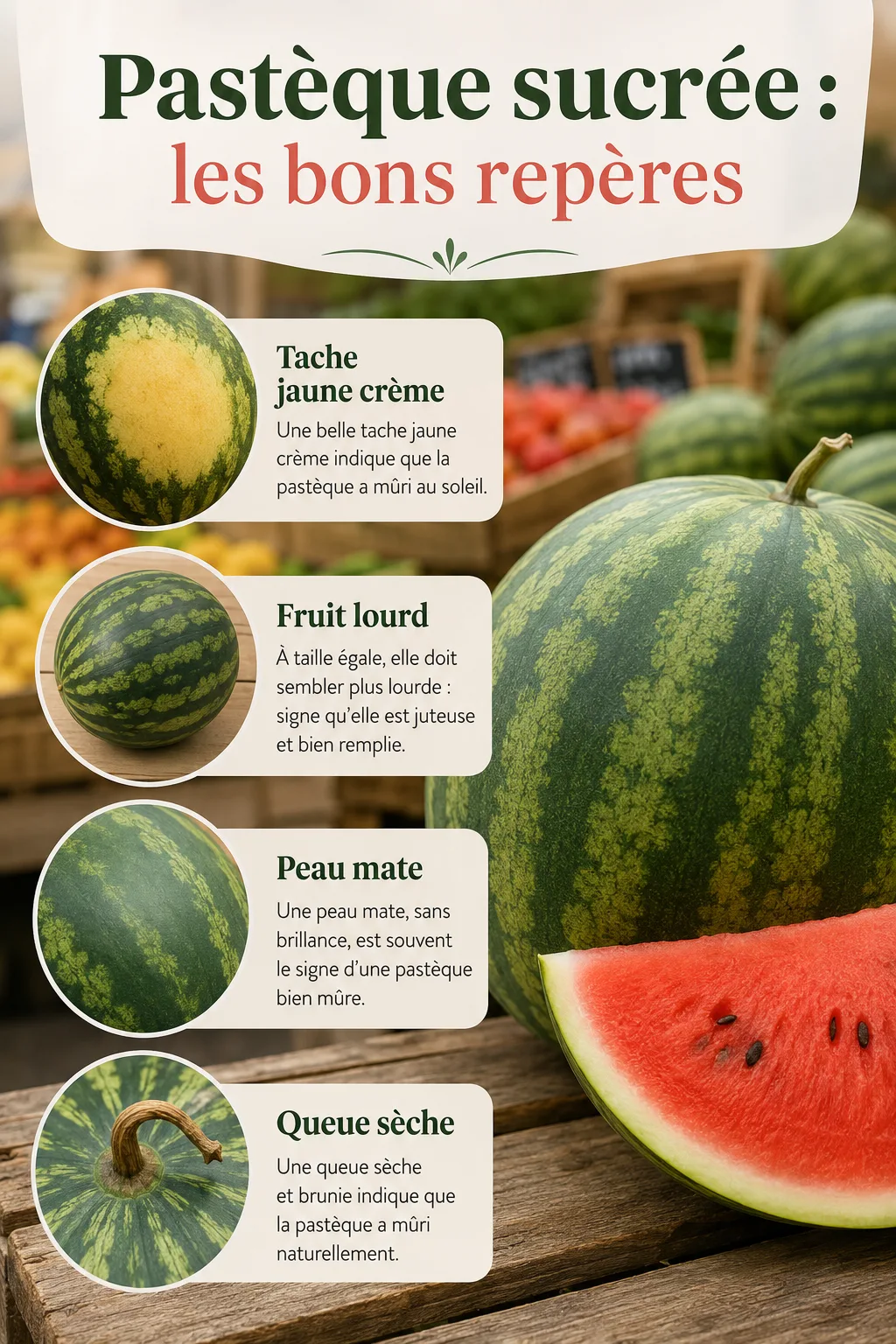 Infographie Pastèque sucrée avec les bons repères
