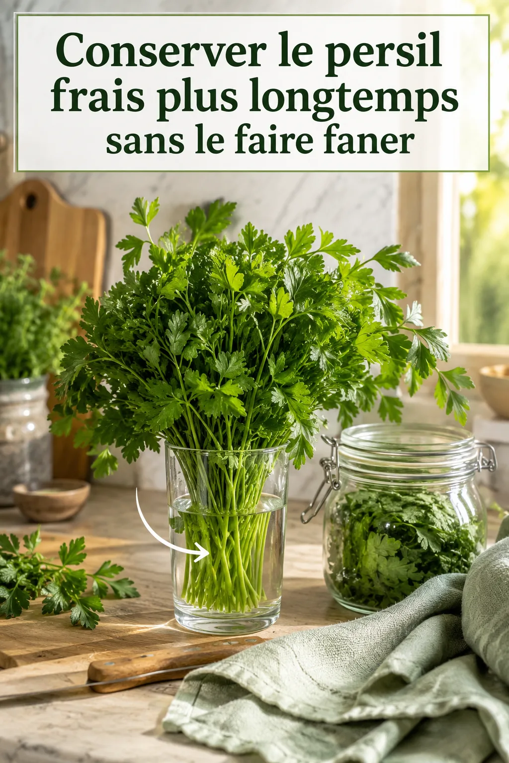 Image Pinterest pour conserver le persil frais plus longtemps