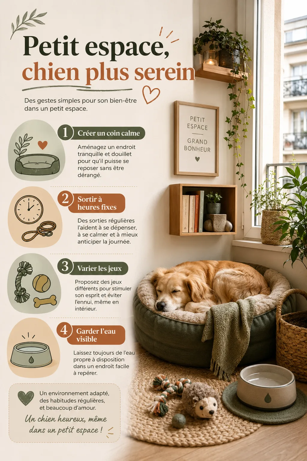 Petit espace, chien plus serein