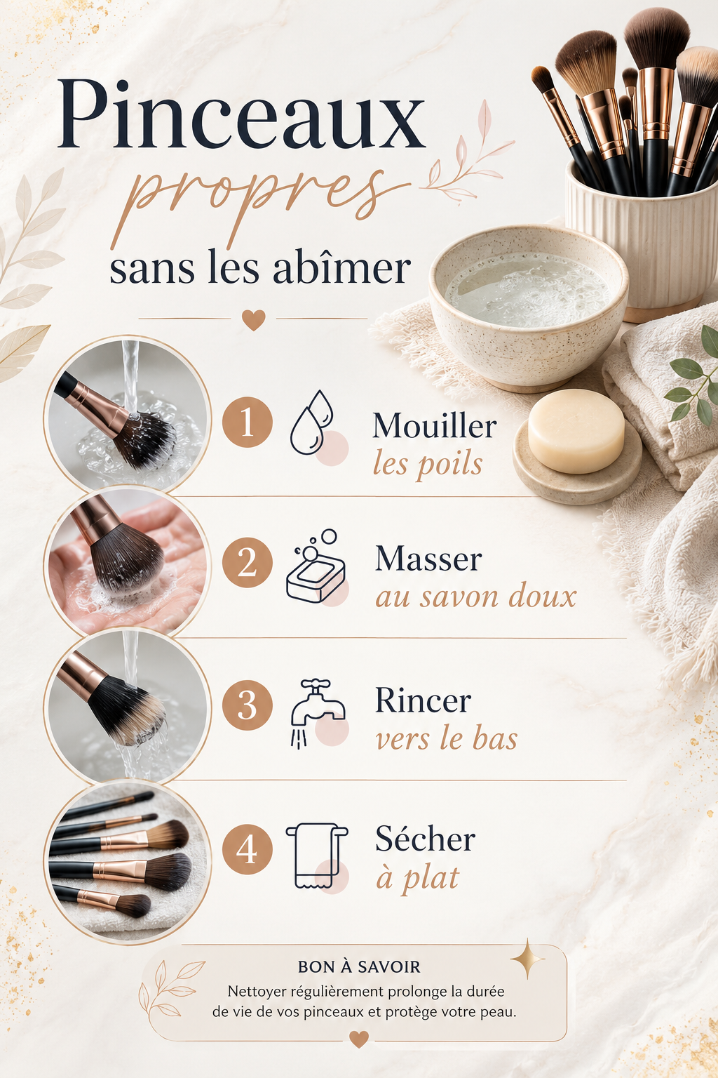 Pinceaux propres sans les abimer