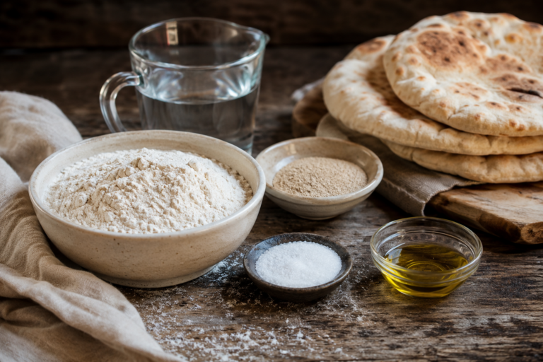 Ingrédients pour préparer des pitas maison à la poêle