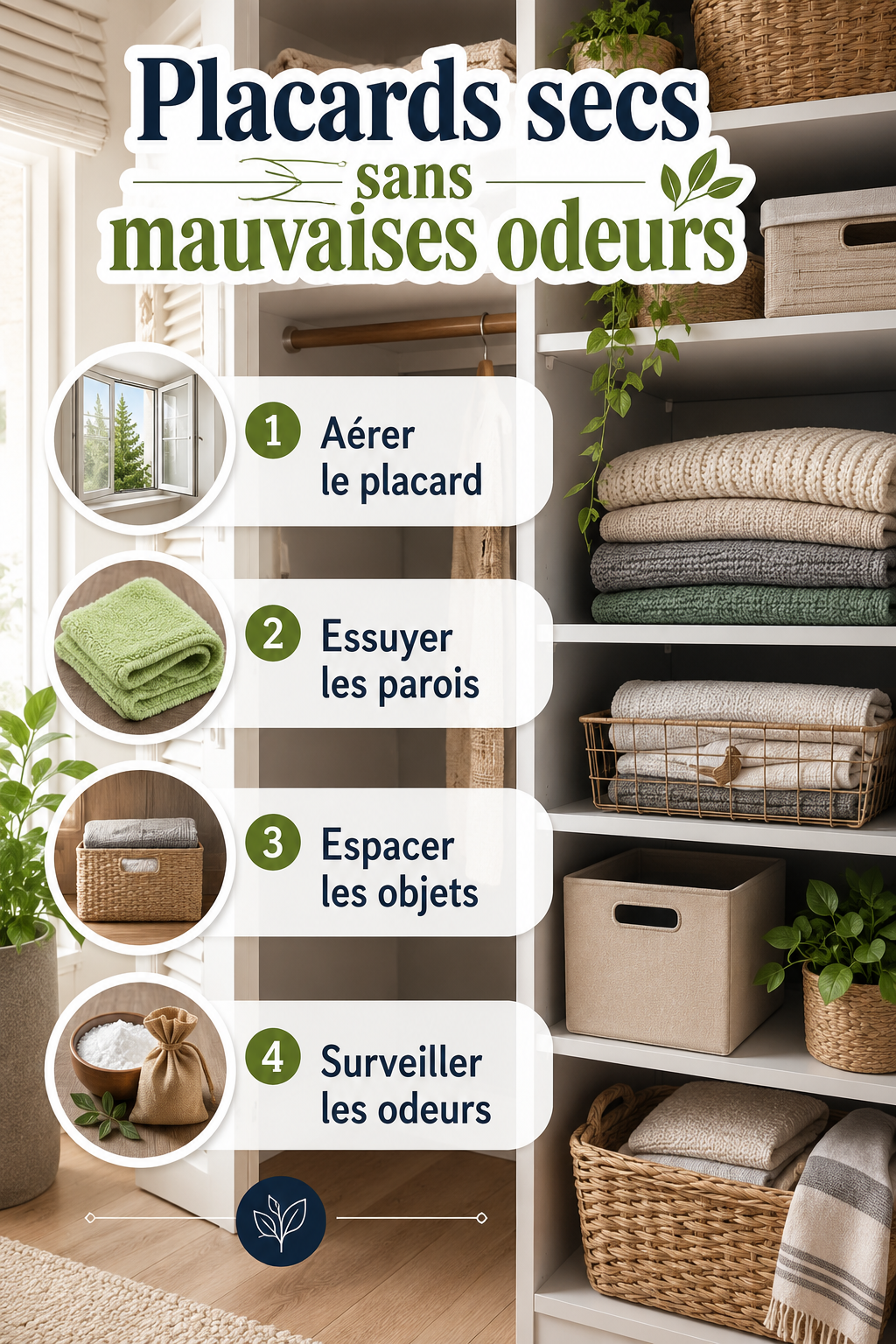 Étapes pour garder des placards secs sans mauvaises odeurs