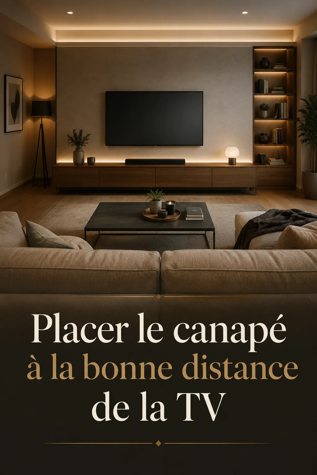 Image Pinterest sur la bonne distance entre canape et television