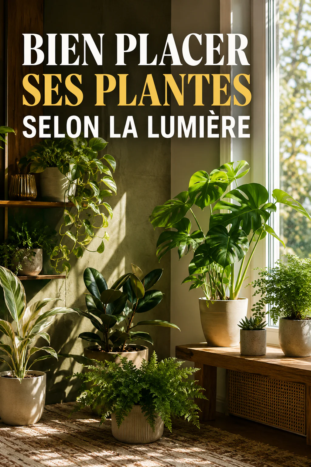 Visuel Pinterest bien placer ses plantes selon la lumière