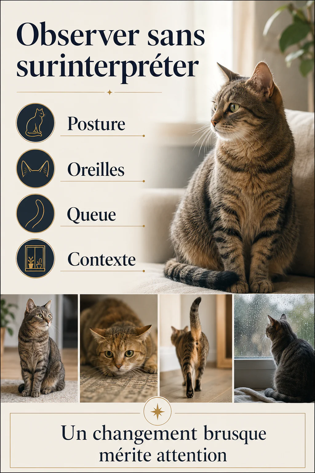 Infographie des reperes a observer pour comprendre les postures du chat