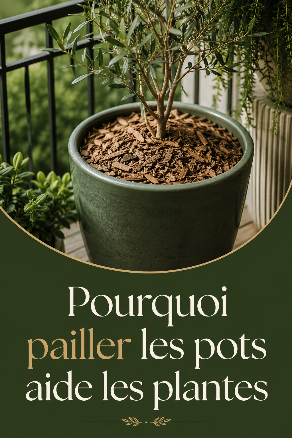 Visuel Pinterest sur le paillage des pots pour aider les plantes