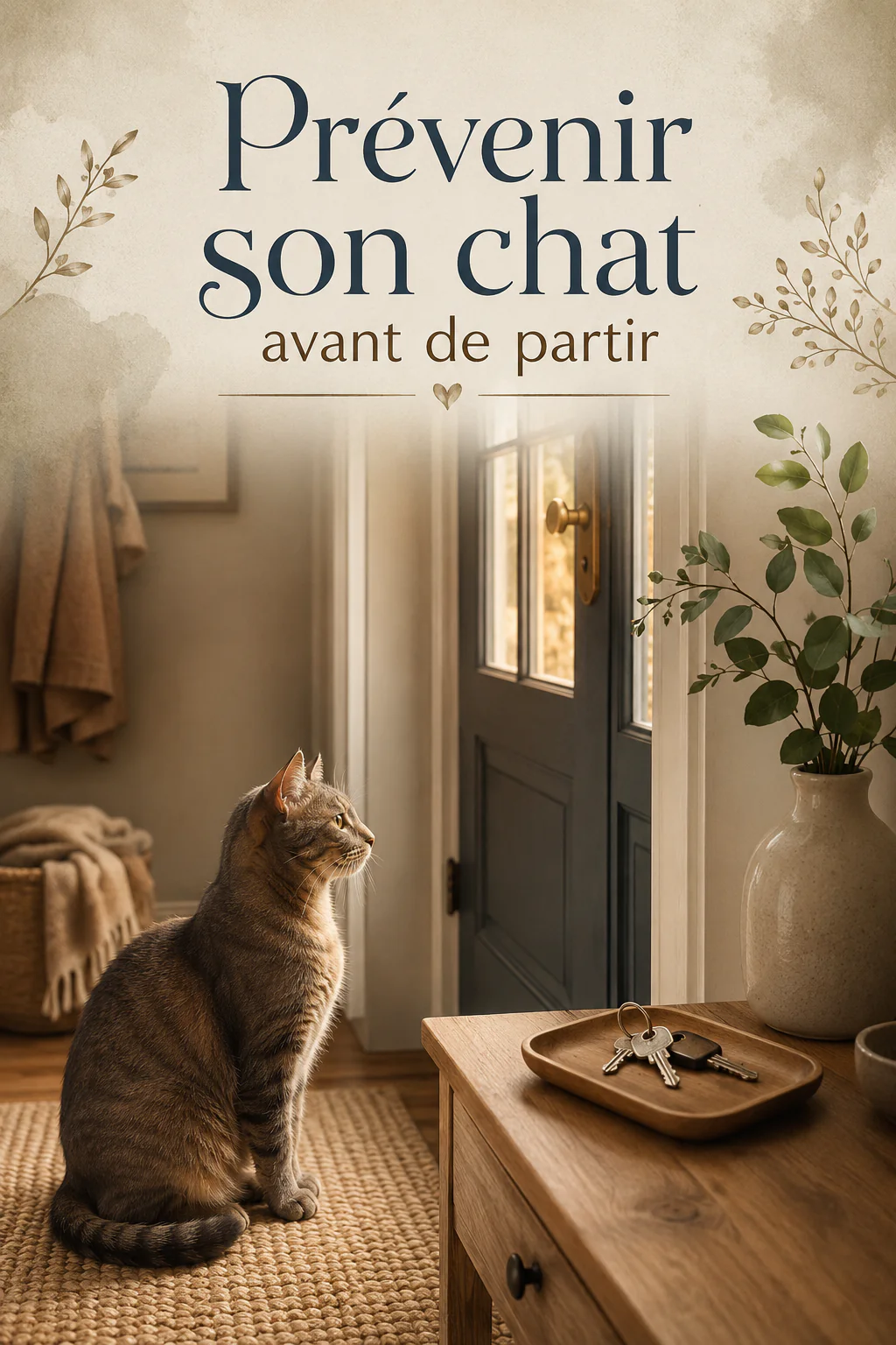 Image titre Pinterest pour prévenir son chat avant de partir