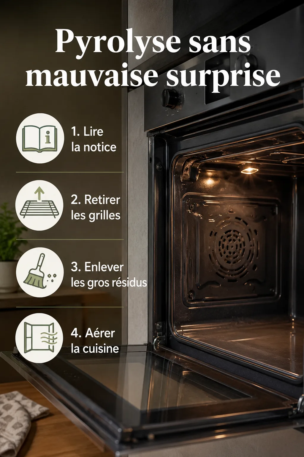 Étapes à vérifier avant une pyrolyse du four