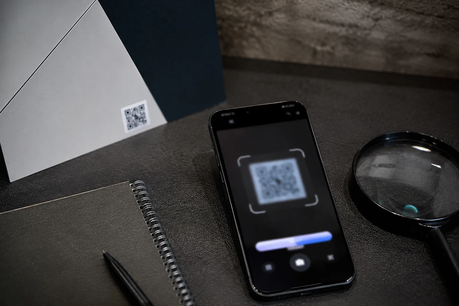 Smartphone et QR code générique à vérifier avant ouverture