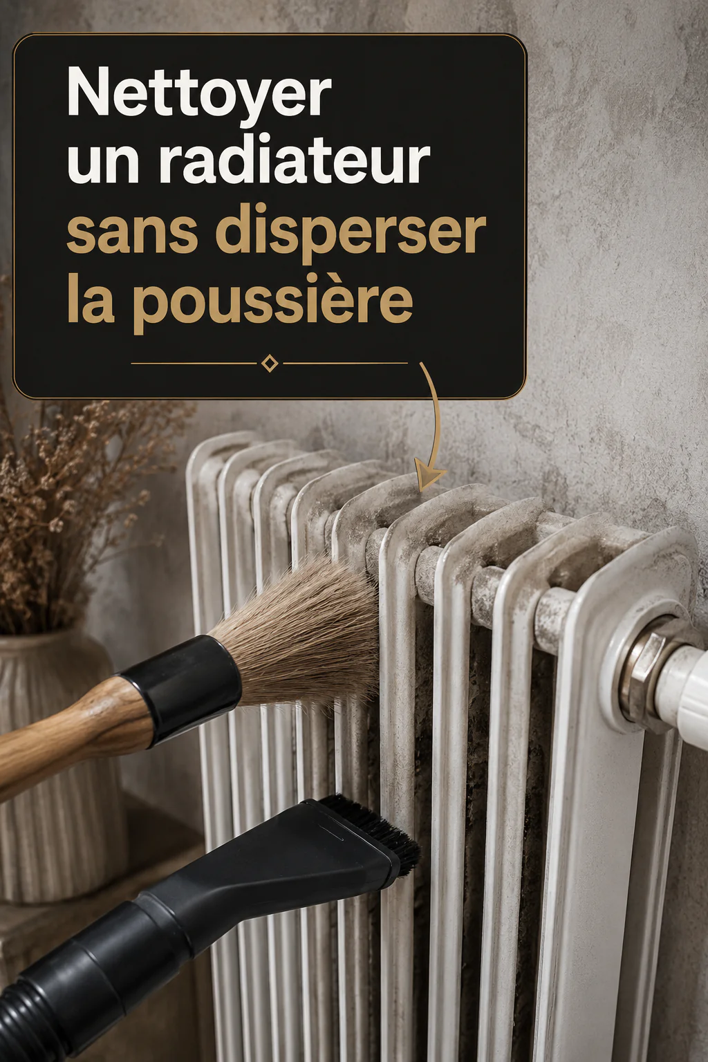Visuel titre pour nettoyer un radiateur sans disperser la poussière