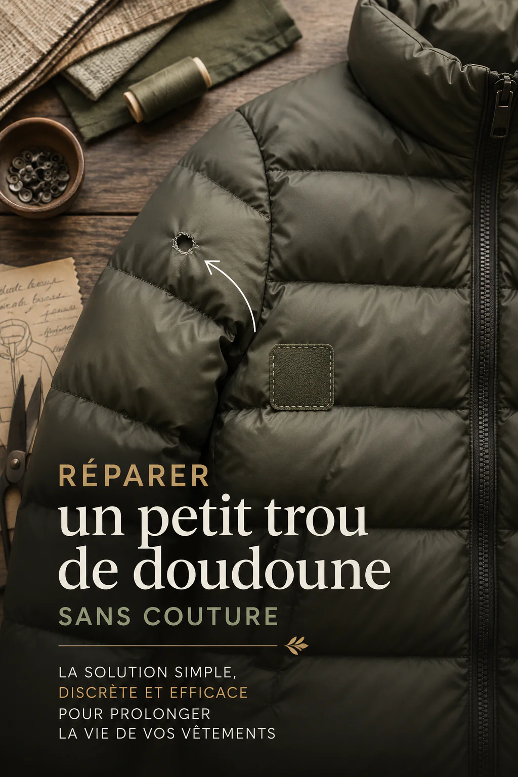 Réparer un petit trou de doudoune sans couture