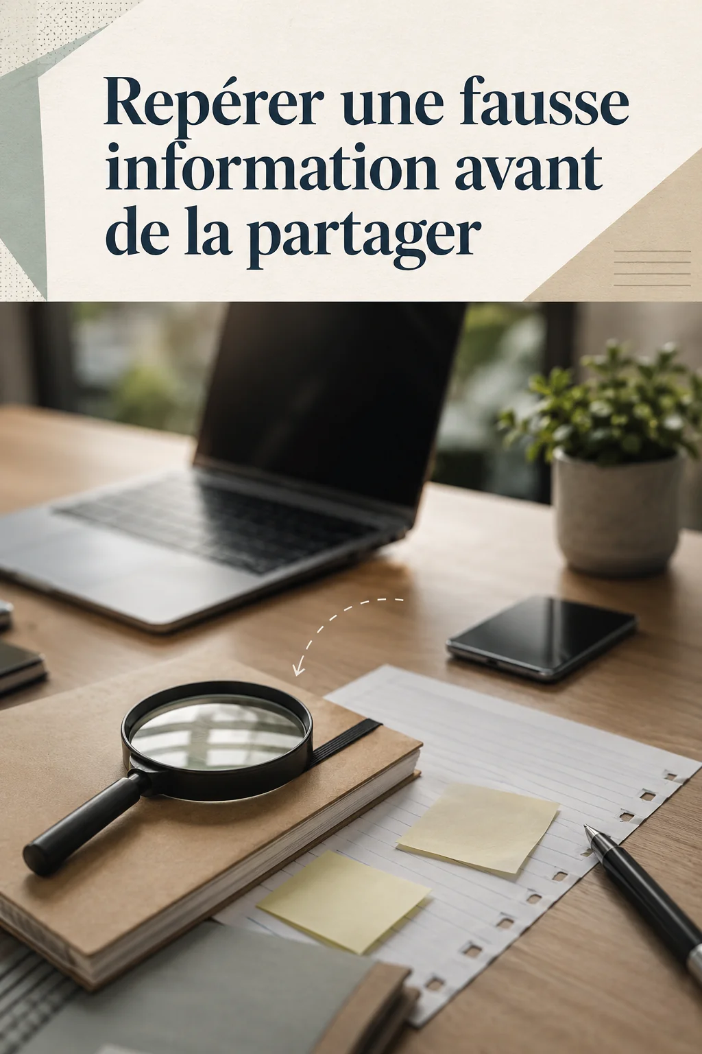 Visuel Pinterest avec le titre Repérer une fausse information avant de la partager