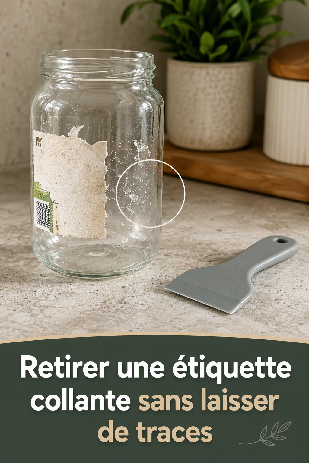 Visuel Pinterest pour retirer une étiquette collante sans laisser de traces