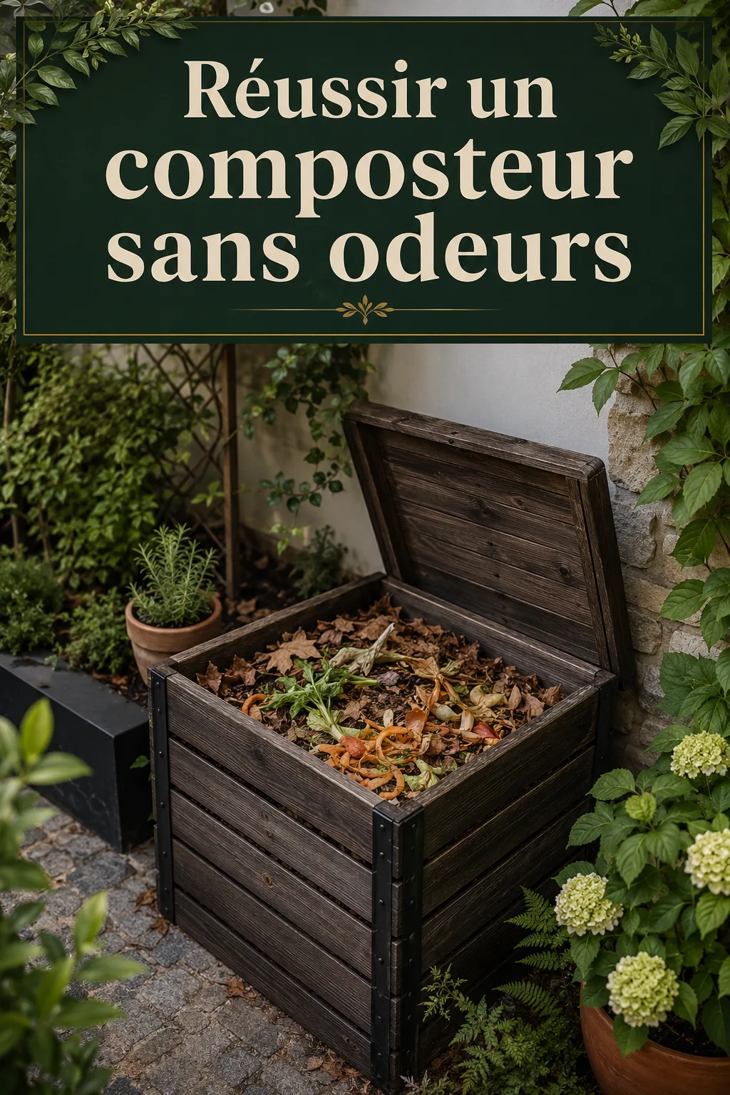 Visuel Pinterest pour réussir un composteur sans odeurs