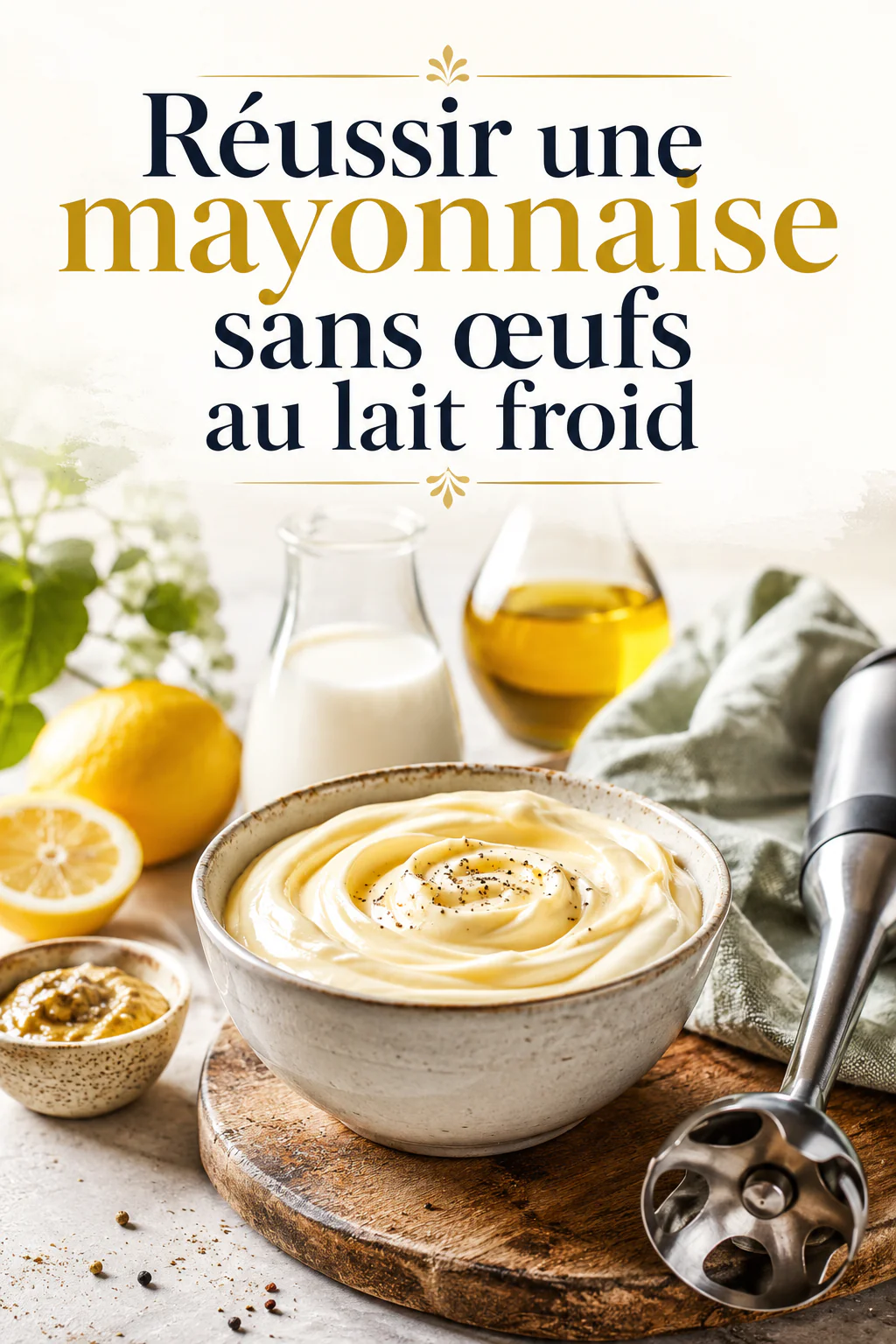Image Pinterest pour réussir une mayonnaise sans œufs au lait froid