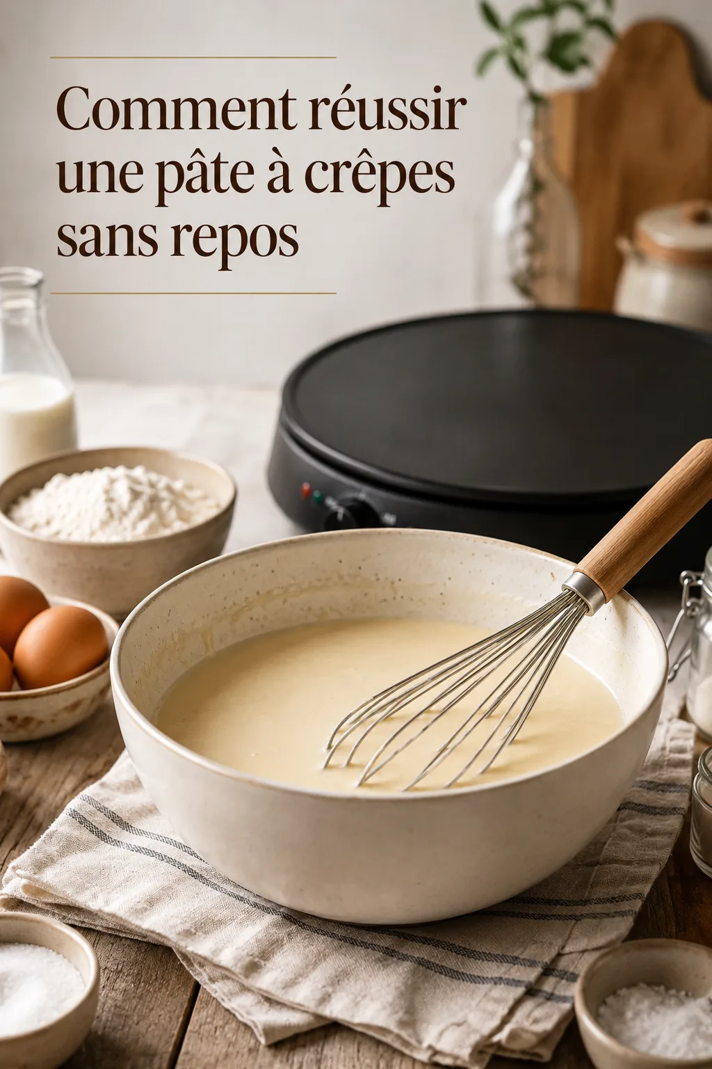 Visuel Pinterest comment réussir une pâte à crêpes sans repos