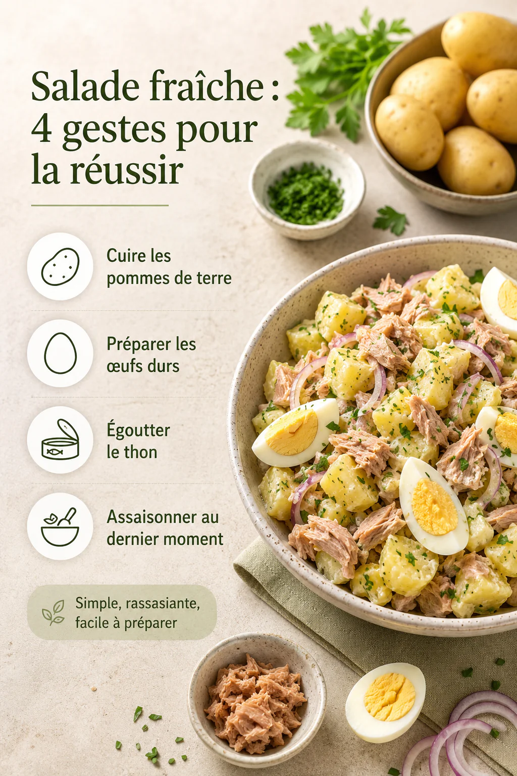 Infographie Salade fraîche : 4 gestes pour la réussir