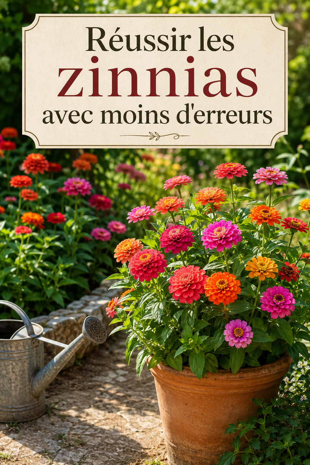 Visuel Pinterest réussir les zinnias avec moins d'erreurs