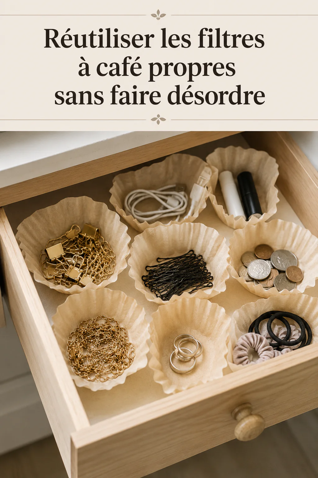 Image titre sur la réutilisation des filtres à café propres dans la maison