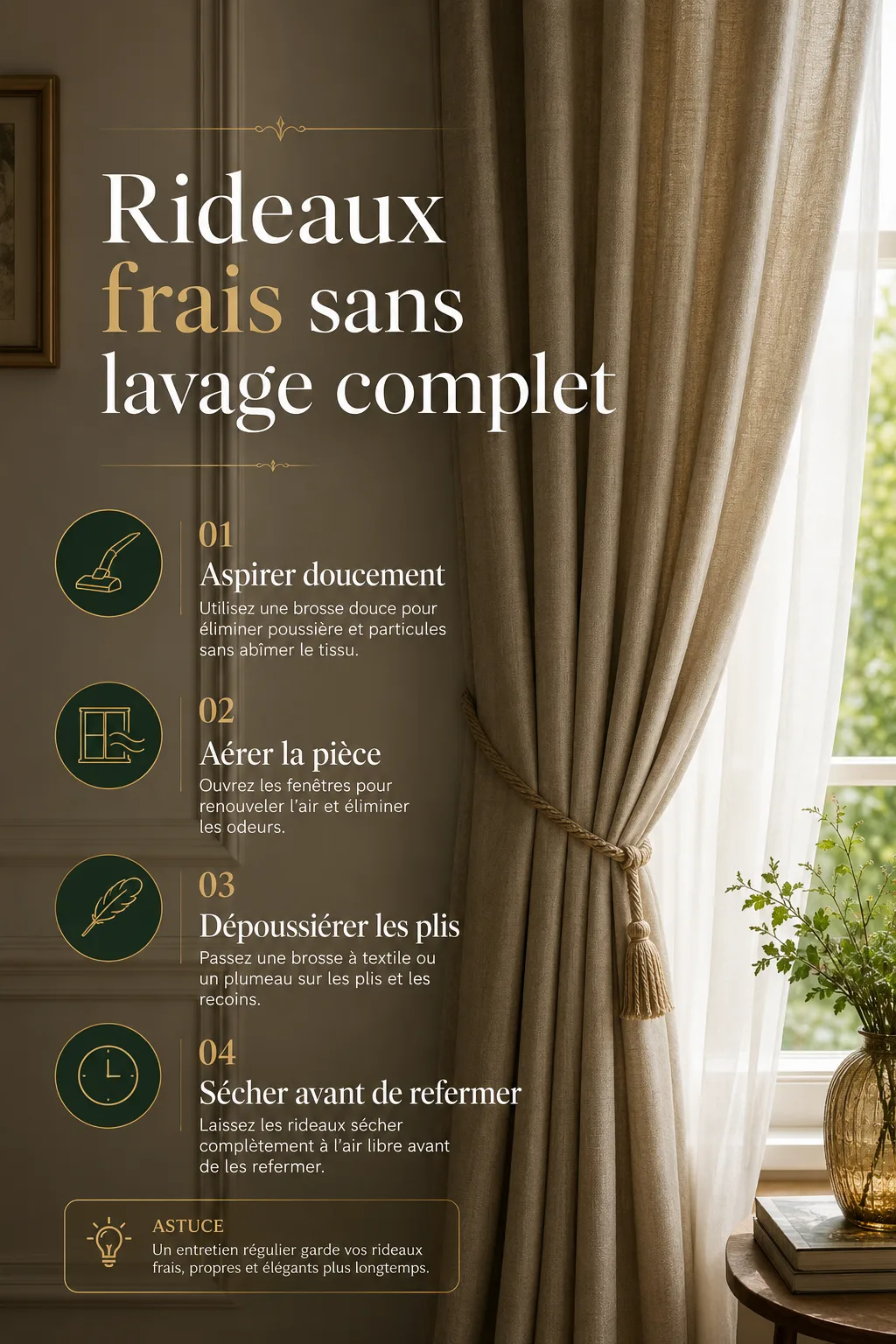 Rideaux frais sans lavage complet