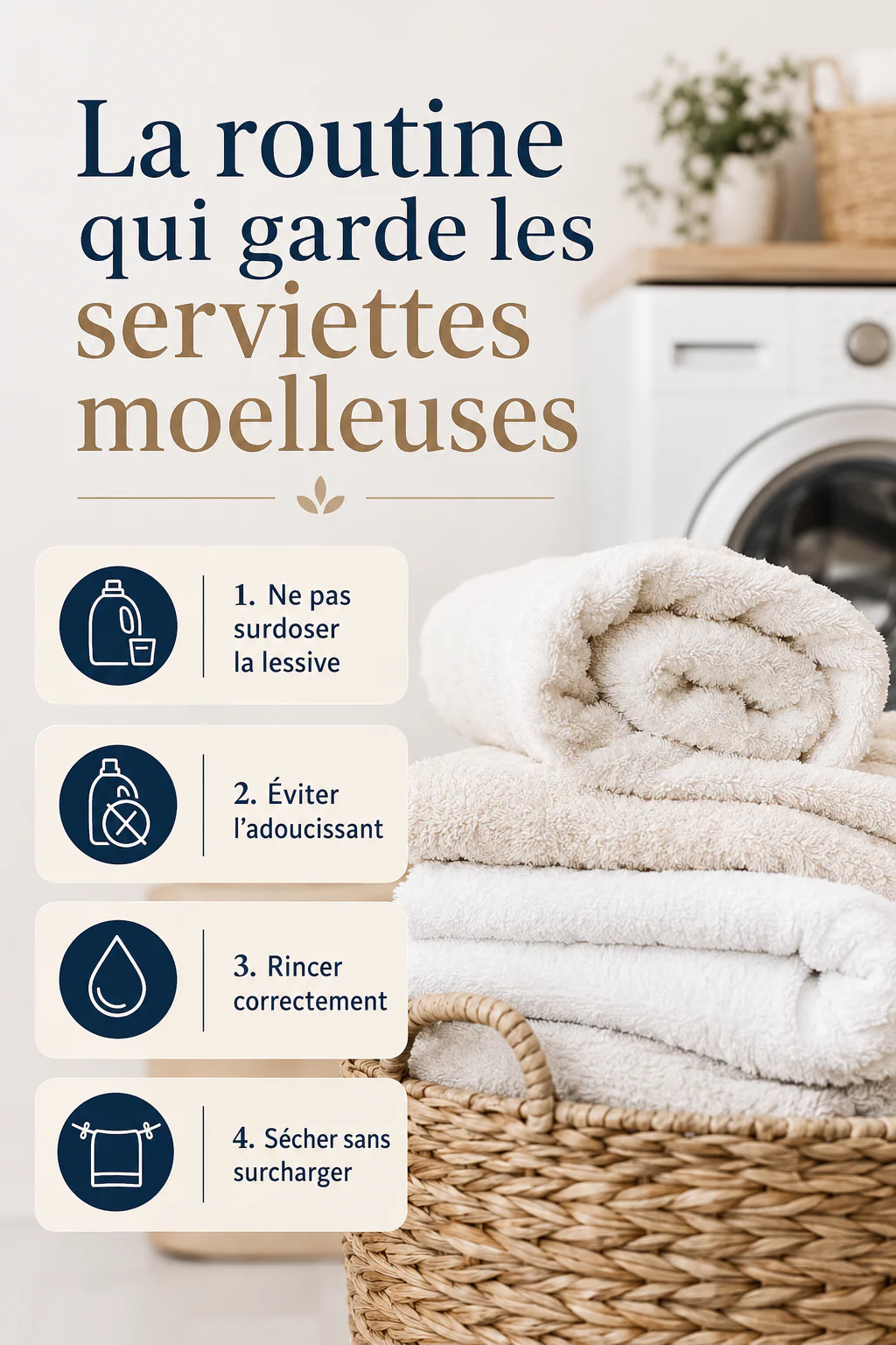 Infographie de routine pour garder les serviettes moelleuses