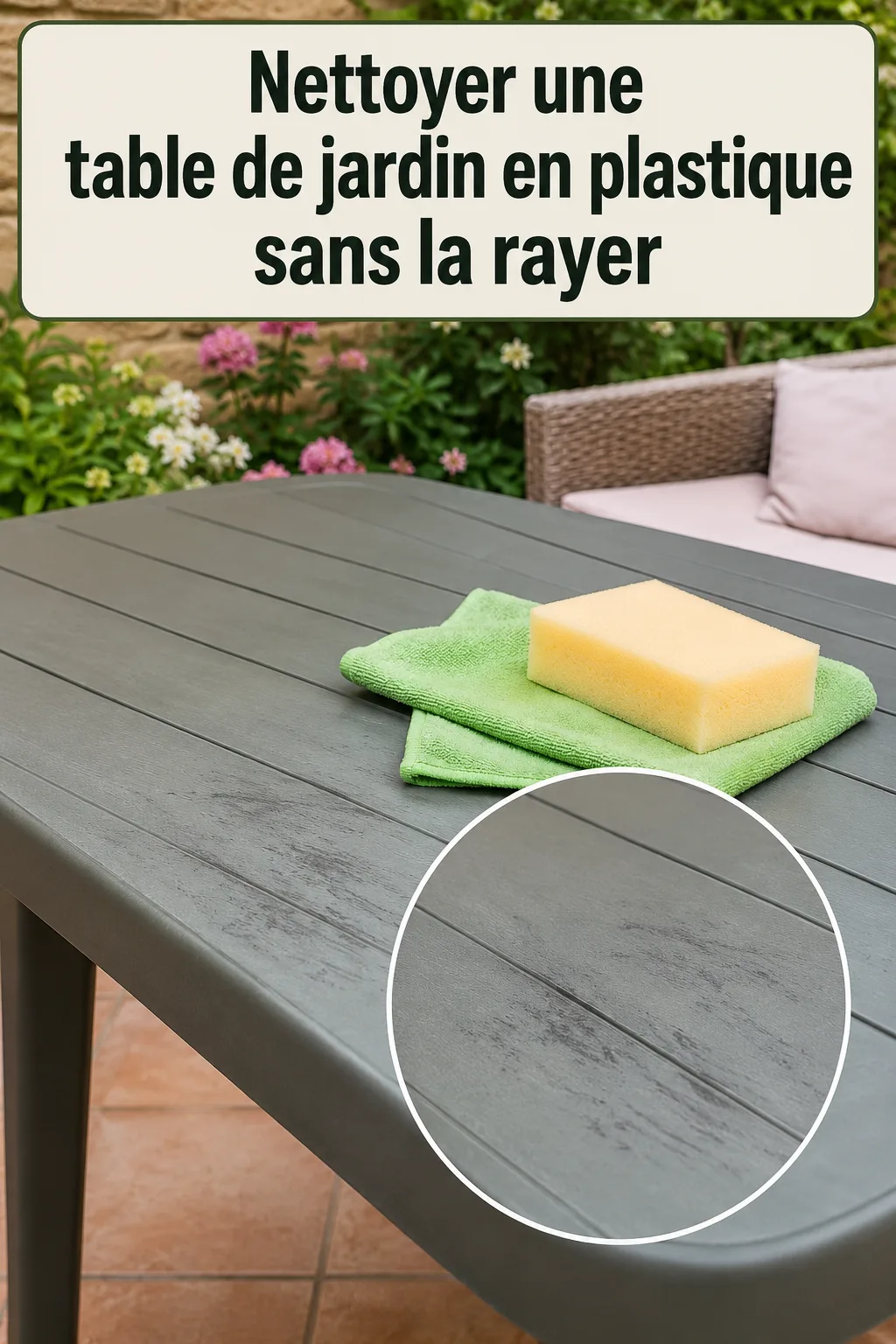 Image Pinterest pour nettoyer une table de jardin en plastique sans rayures