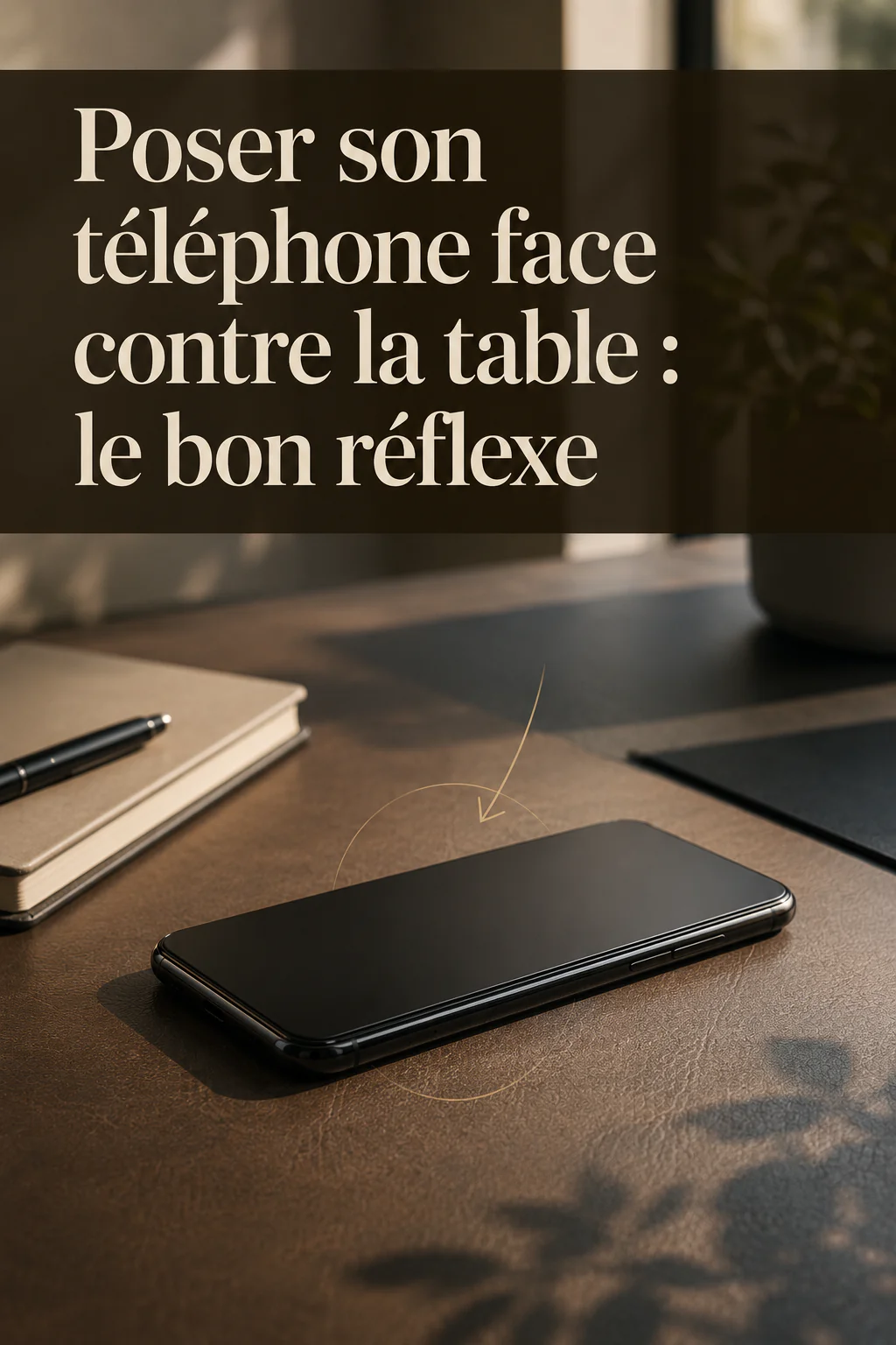 Image Pinterest expliquant pourquoi poser son téléphone face contre la table