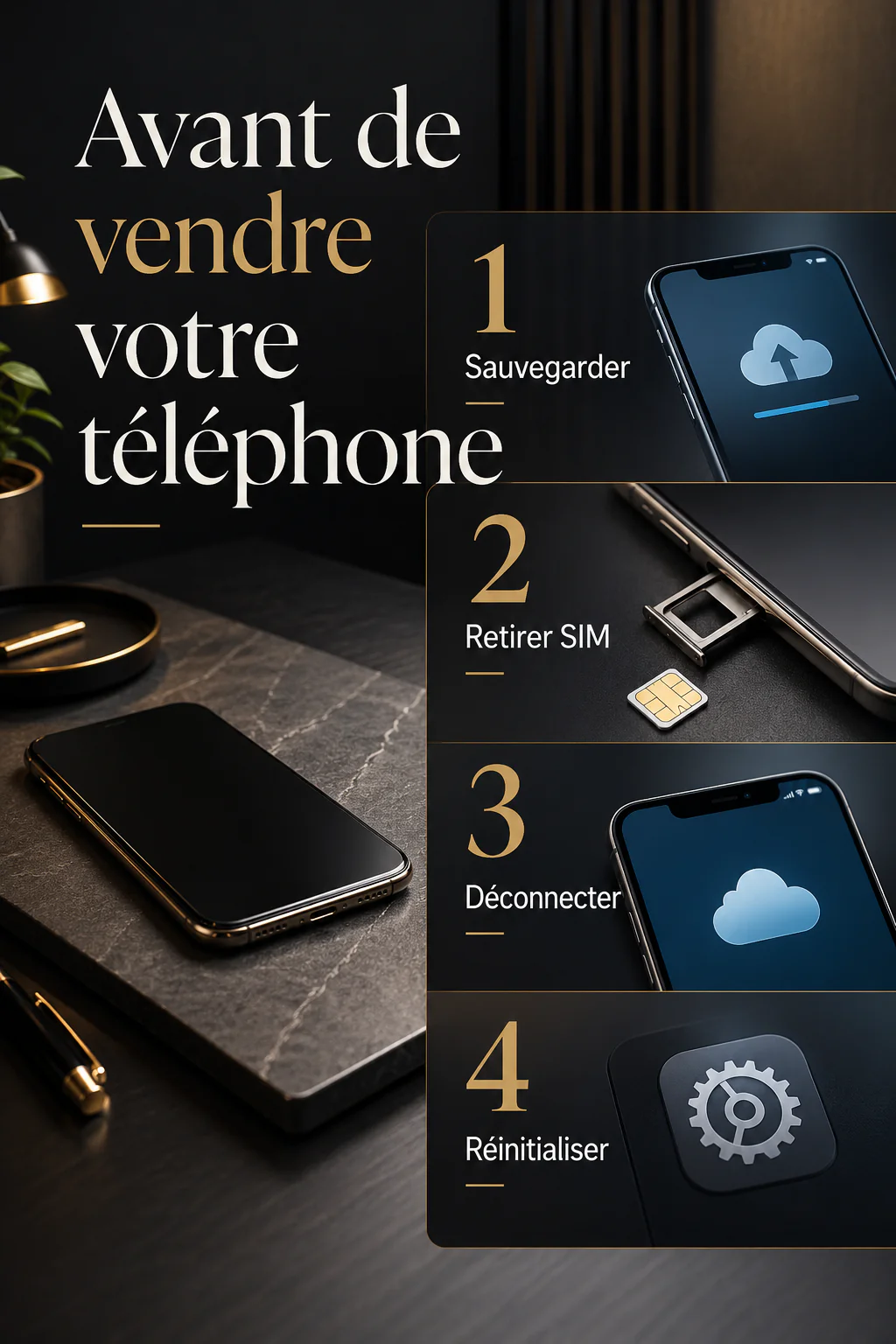 Infographie des étapes avant de vendre un téléphone