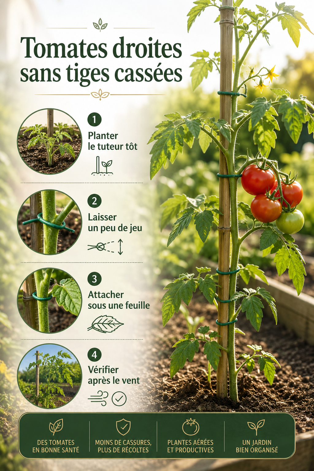 Tomates droites sans tiges cassees