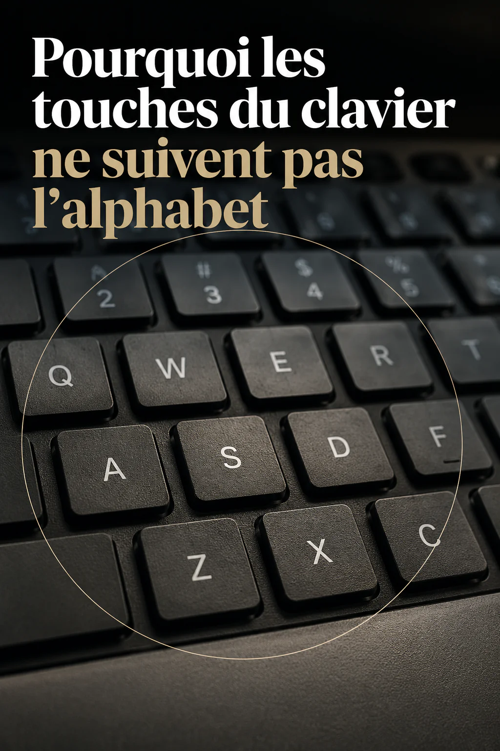 Visuel Pinterest expliquant pourquoi les touches du clavier ne suivent pas l’alphabet