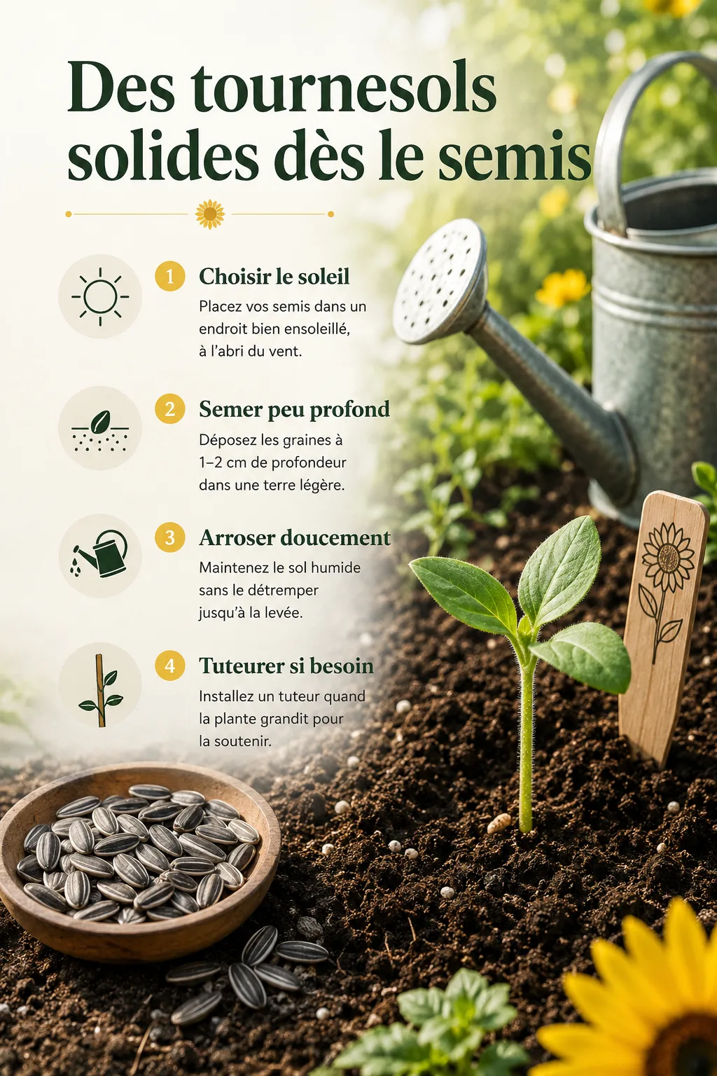 Infographie des tournesols solides dès le semis