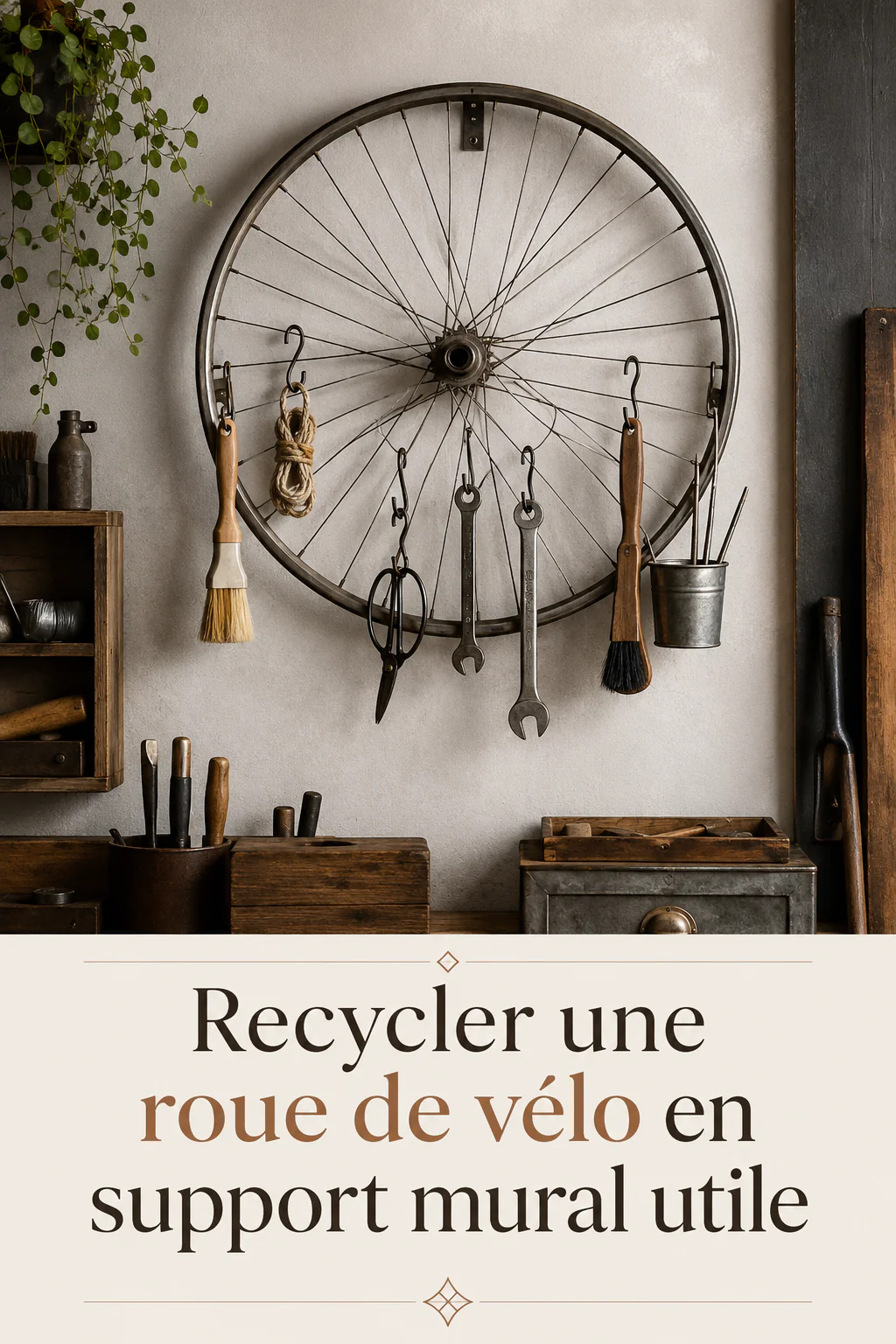 Recycler une roue de vélo en support mural décoratif