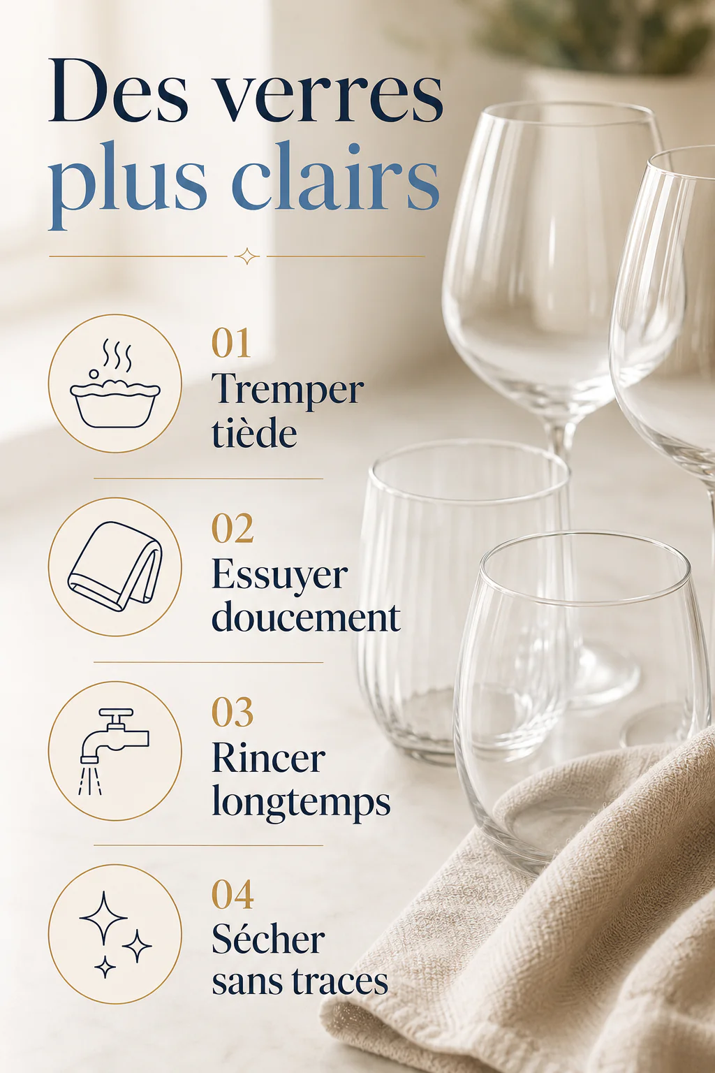 Étapes simples pour rendre des verres plus clairs sans les rayer